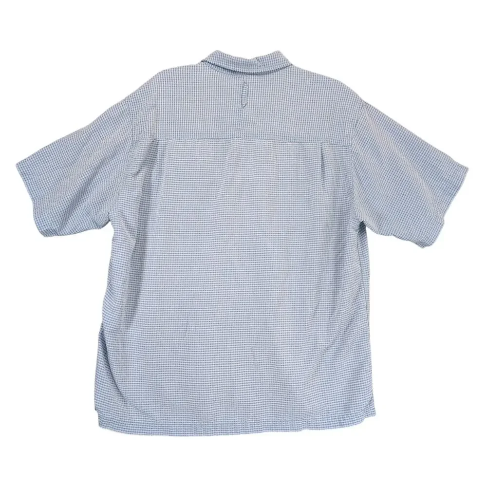 The North Face Men's XL Blue Check Button Up Shirt, Gorpcore Short Sleeve Hiking
